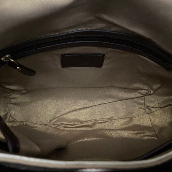 Antonio Melani Gold Metallic Flap Closure Chain Strap Emblem Purse Handbag Bag - Picture 10 of 11